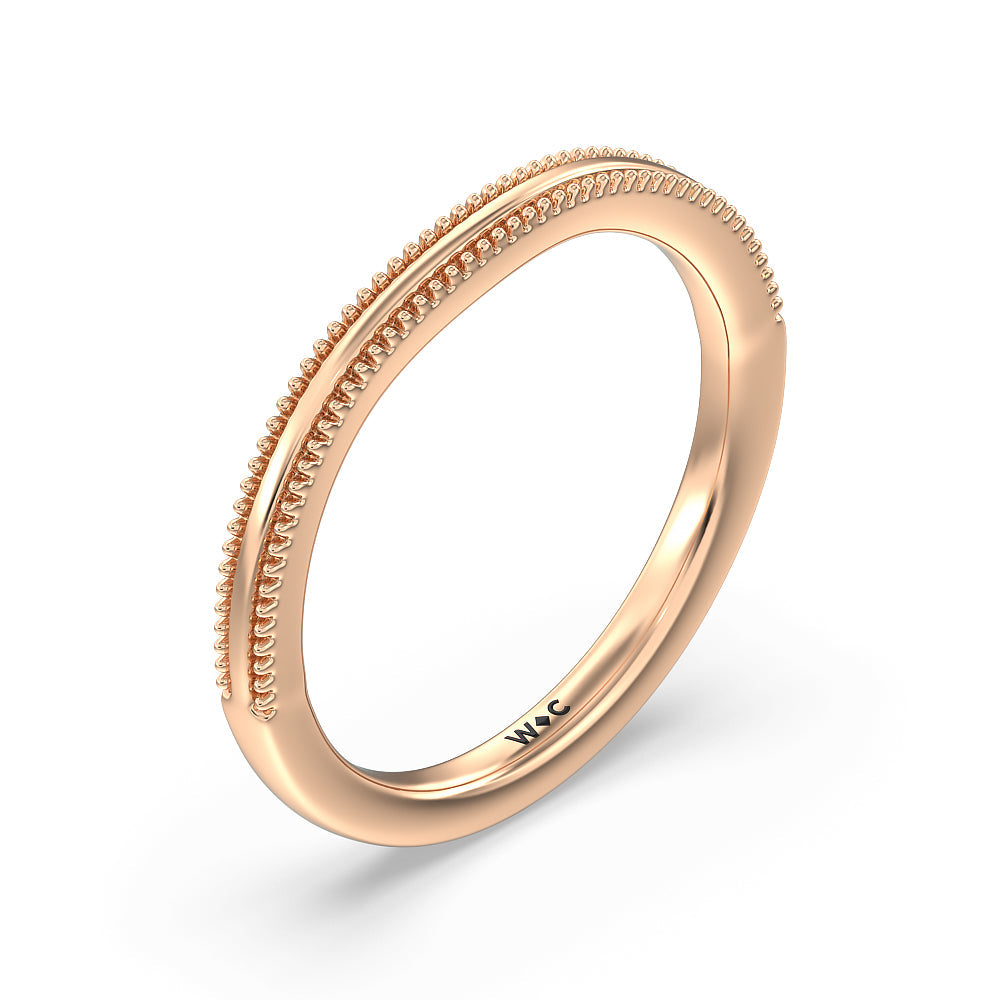 Floral Halo Cathedral Wedding Band with 18KT Rose Gold Cut Diamond in 14KT Rose Gold view 4
