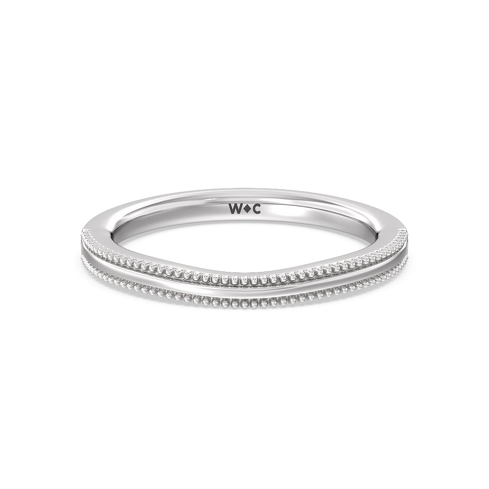 Floral Halo Cathedral Wedding Band with Platinum Cut Diamond in 14KT Platinum view 1
