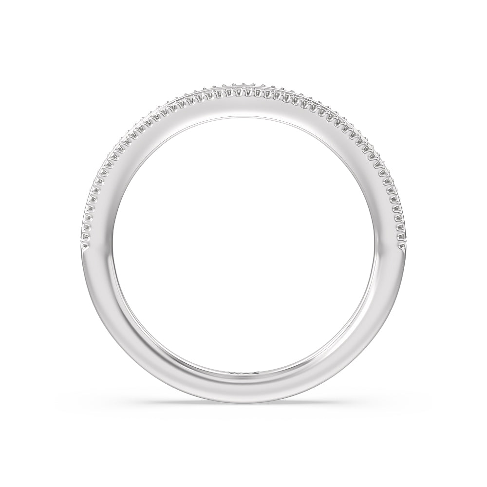 Floral Halo Cathedral Wedding Band with Platinum Cut Diamond in 14KT Platinum view 2
