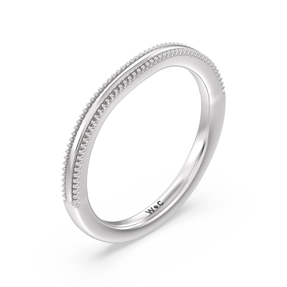 Floral Halo Cathedral Wedding Band with Platinum Cut Diamond in 14KT Platinum view 4
