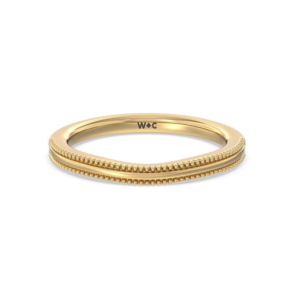 Floral Halo Cathedral Wedding Band with 18KT Yellow Gold Cut Diamond in 14KT Yellow Gold view 1
