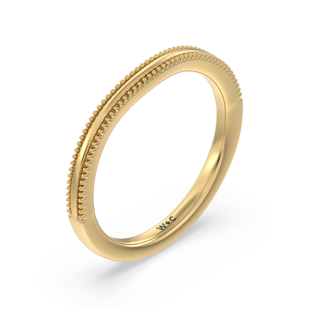 Floral Halo Cathedral Wedding Band with 18KT Yellow Gold Cut Diamond in 14KT Yellow Gold view 4

