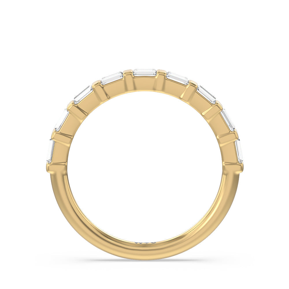 Vintage Baguette Halo Solitaire Diamond Wedding Band with 18KT Yellow Gold Cut Diamond in 14KT Yellow Gold view 2
