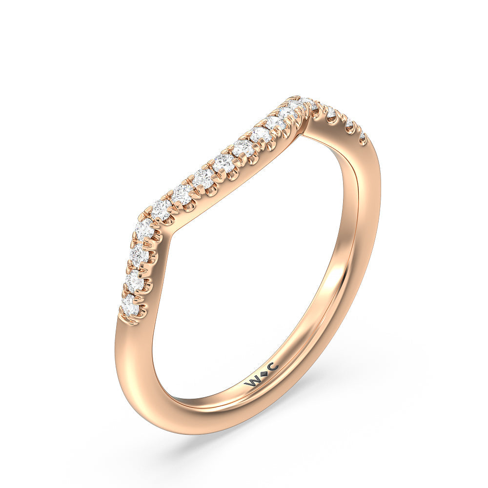 Elegant Halo Side Stone Accent Solitaire Diamond Wedding Band with 18KT Rose Gold Cut Diamond in 14KT Rose Gold view 4
