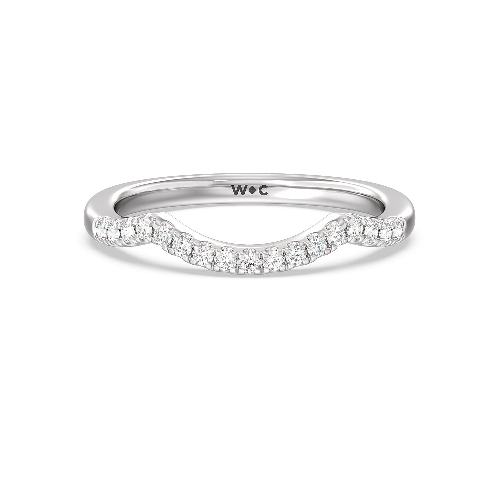 Elegant Halo Side Stone Accent Solitaire Diamond Wedding Band with Platinum Cut Diamond in 14KT Platinum view 1
