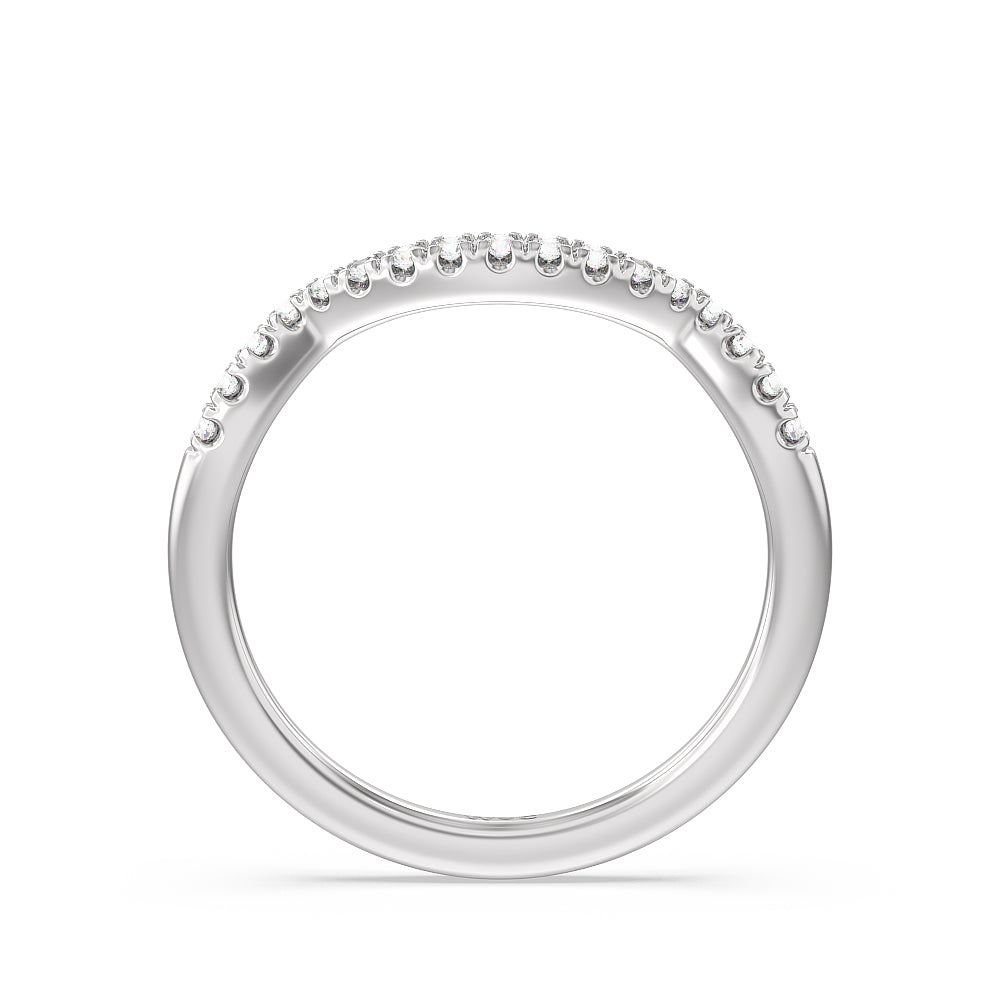 Elegant Halo Side Stone Accent Solitaire Diamond Wedding Band with Platinum Cut Diamond in 14KT Platinum view 2

