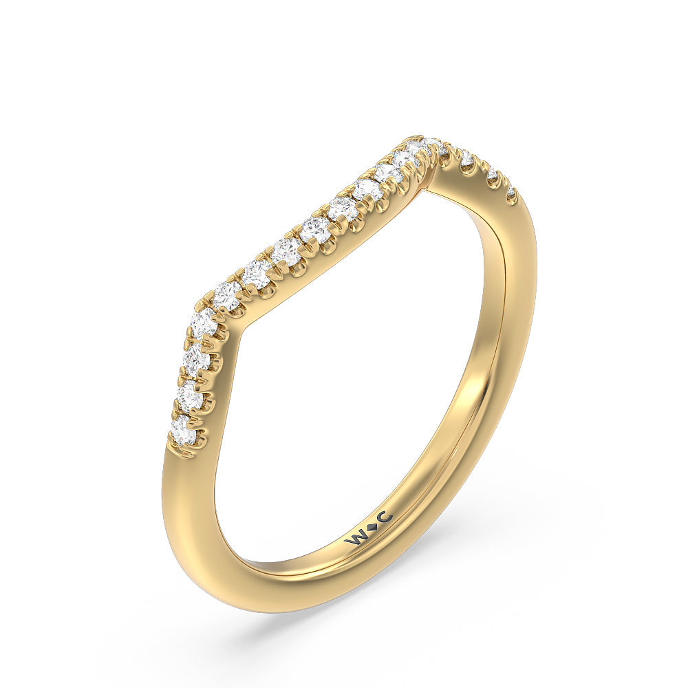 Elegant Halo Side Stone Accent Solitaire Diamond Wedding Band with 18KT Yellow Gold Cut Diamond in 14KT Yellow Gold view 4
