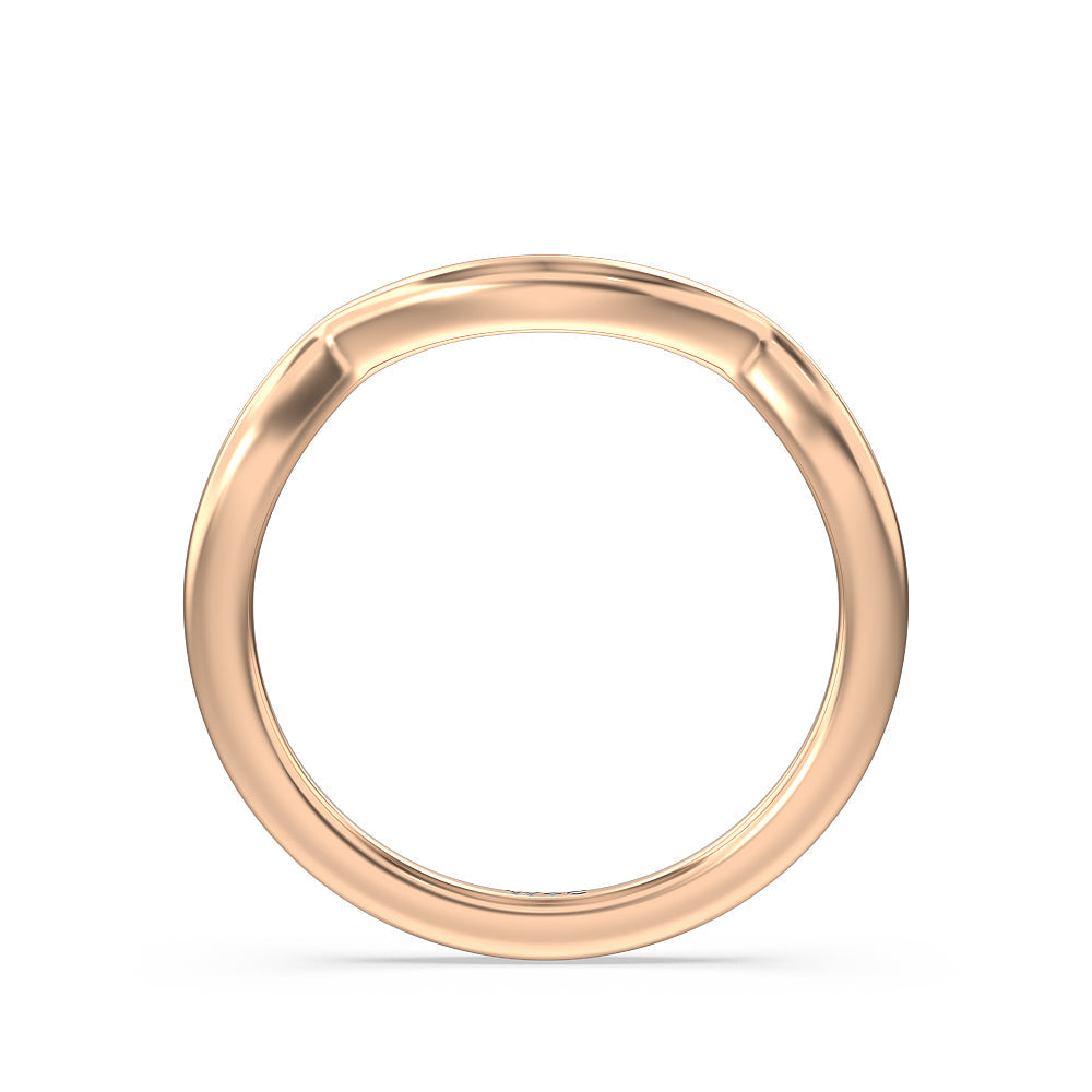 Elegant Halo Side Stone Accent Solitaire Wedding Band with 18KT Rose Gold Cut Diamond in 14KT Rose Gold view 2
