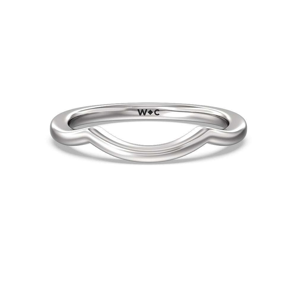 Elegant Halo Side Stone Accent Solitaire Wedding Band with Platinum Cut Diamond in 14KT Platinum view 1
