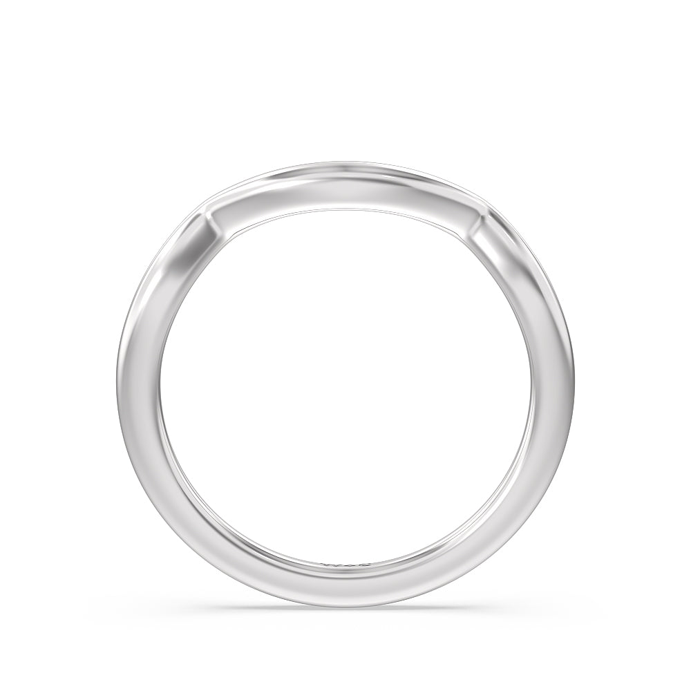 Elegant Halo Side Stone Accent Solitaire Wedding Band with Platinum Cut Diamond in 14KT Platinum view 2
