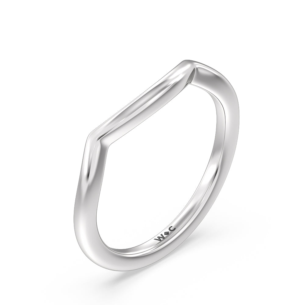 Elegant Halo Side Stone Accent Solitaire Wedding Band with Platinum Cut Diamond in 14KT Platinum view 4
