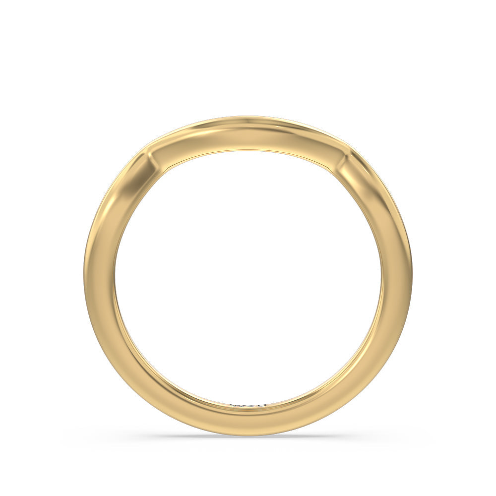 Elegant Halo Side Stone Accent Solitaire Wedding Band with 18KT Yellow Gold Cut Diamond in 14KT Yellow Gold view 2
