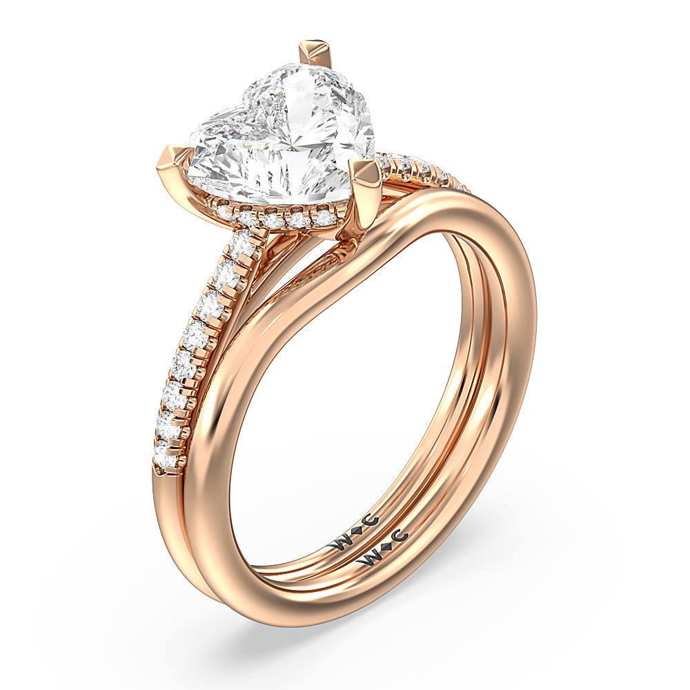 Heart & Soul Hidden Wedding Band with 18KT Rose Gold Cut Diamond in 14KT Rose Gold view 3
