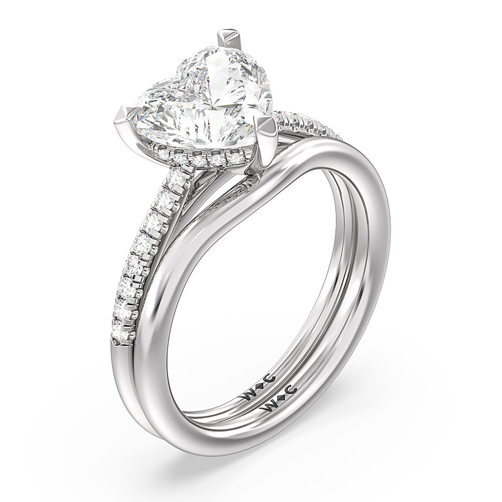 Heart & Soul Hidden Wedding Band with Platinum Cut Diamond in 14KT Platinum view 3
