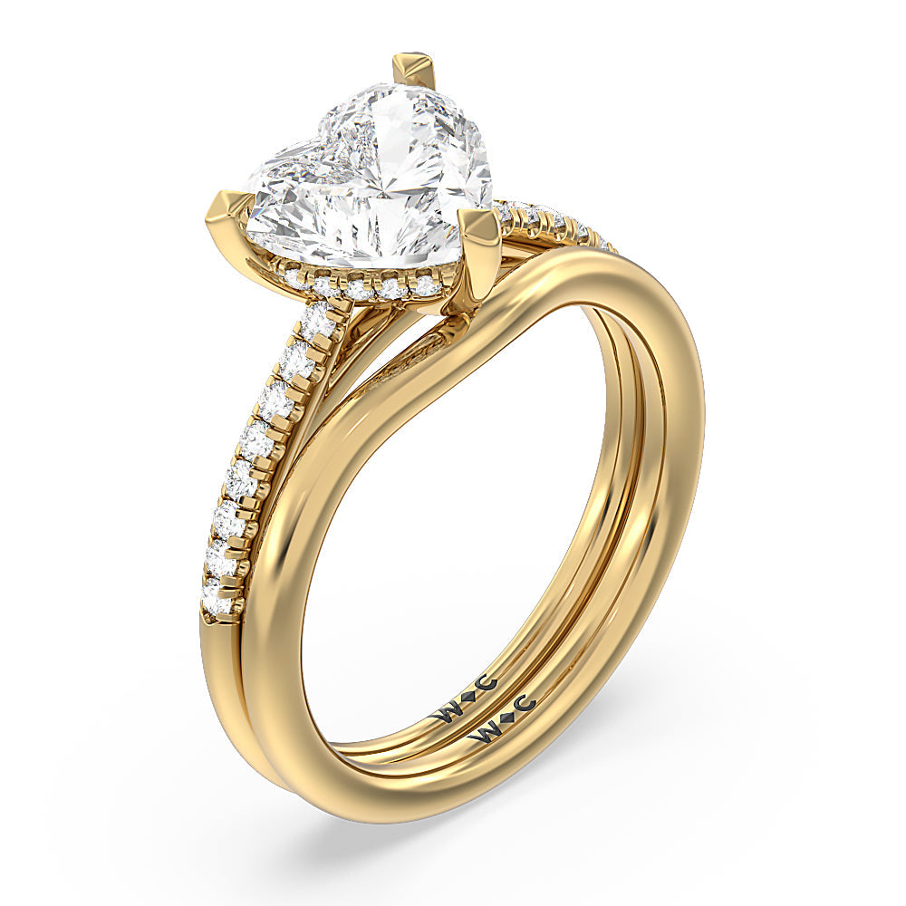 Heart & Soul Hidden Wedding Band with 18KT Yellow Gold Cut Diamond in 14KT Yellow Gold view 3
