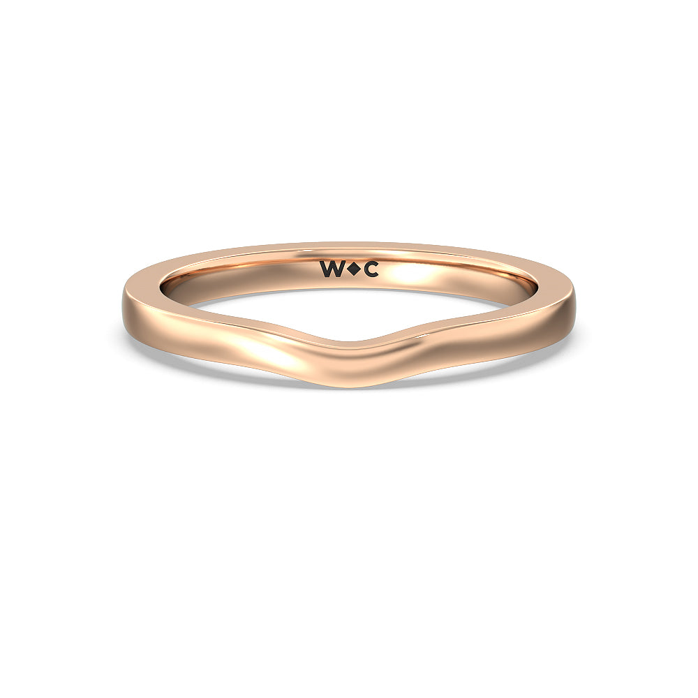 Medi Solitaire Wedding Band with 18KT Rose Gold Cut Diamond in 14KT Rose Gold view 1
