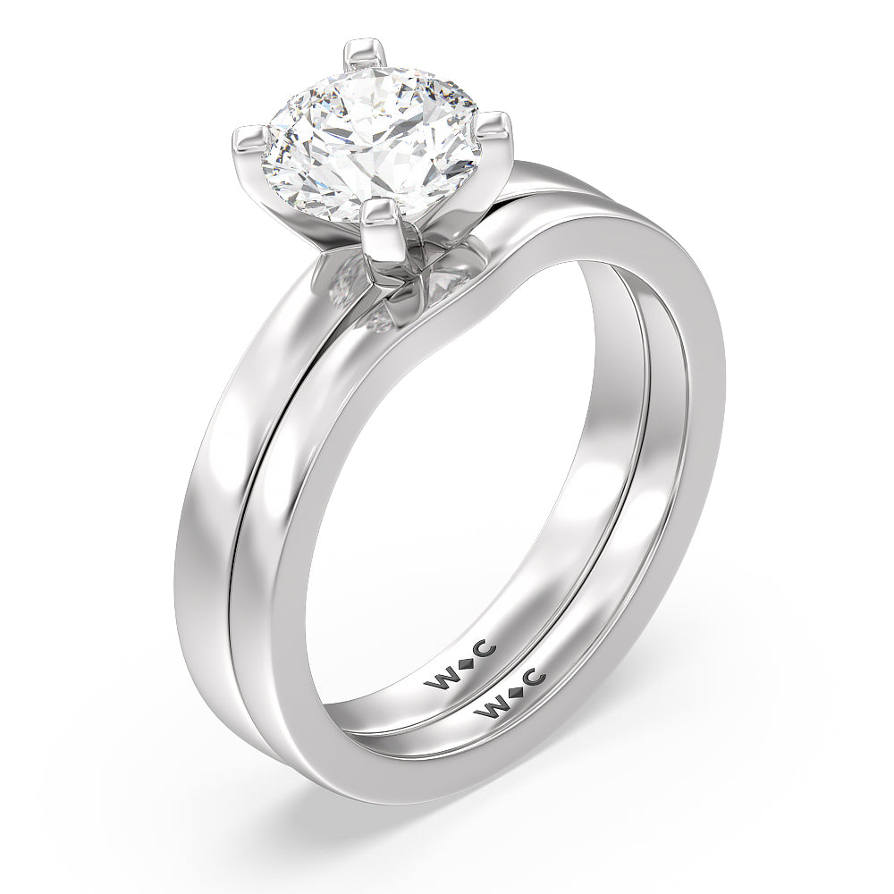 Medi Solitaire Wedding Band with Platinum Cut Diamond in 14KT Platinum view 3

