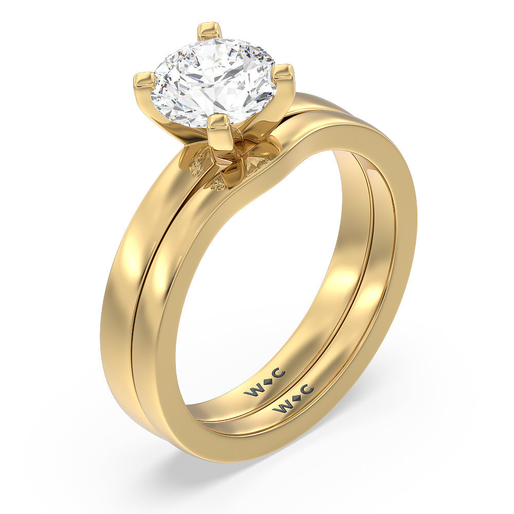 Medi Solitaire Wedding Band with 18KT Yellow Gold Cut Diamond in 14KT Yellow Gold view 3
