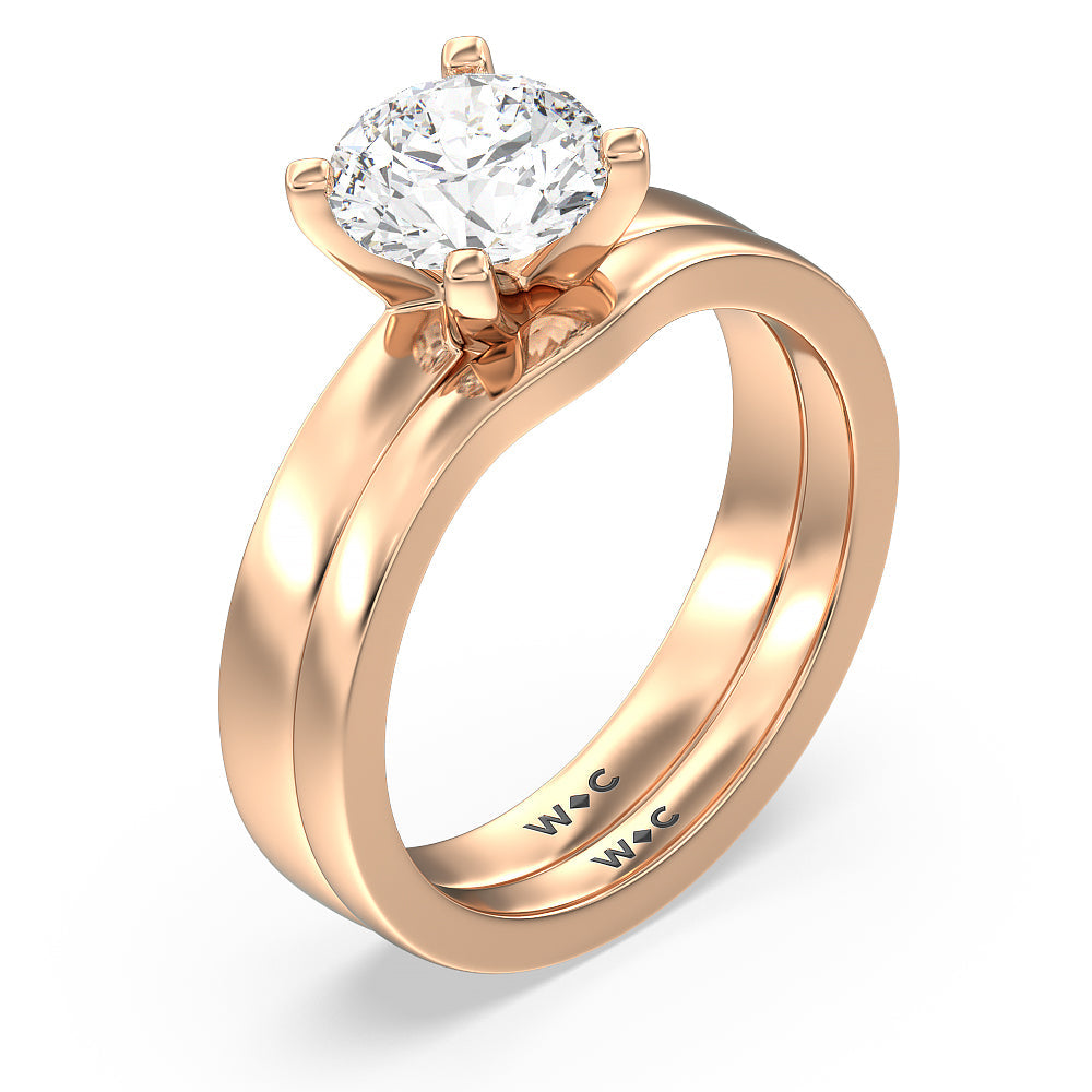 Maxi Solitaire Wedding Band with 18KT Rose Gold Cut Diamond in 14KT Rose Gold view 3
