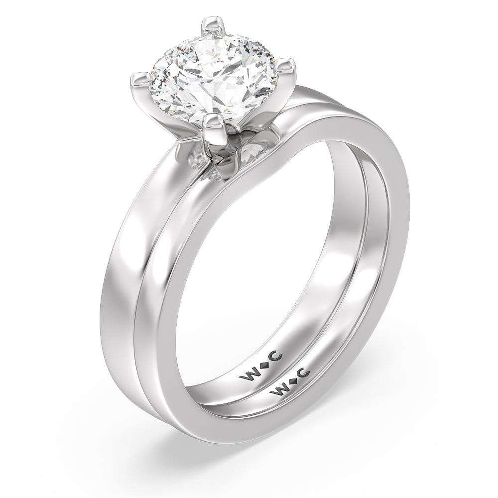 Maxi Solitaire Wedding Band with Platinum Cut Diamond in 14KT Platinum view 3
