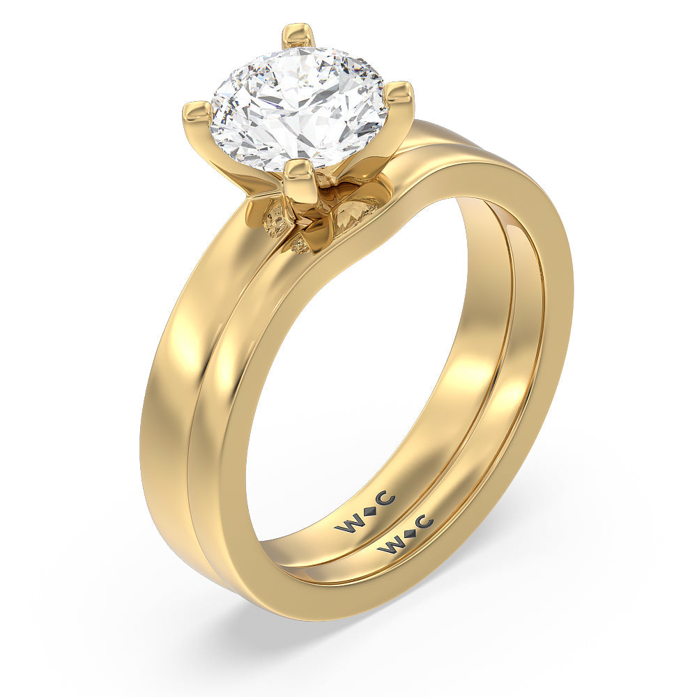 Maxi Solitaire Wedding Band with 18KT Yellow Gold Cut Diamond in 14KT Yellow Gold view 3
