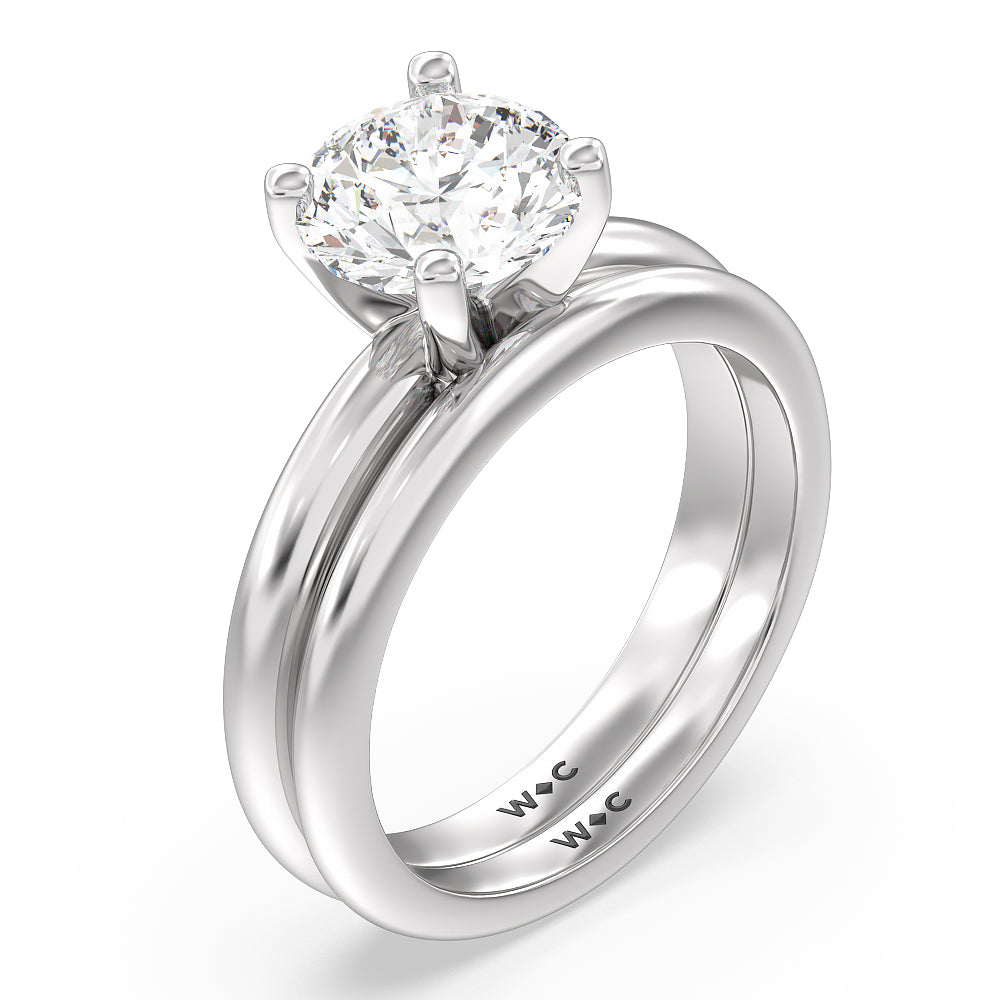 Medi Classic Four Prong Solitaire Wedding Band with Platinum Cut Diamond in 14KT Platinum view 3
