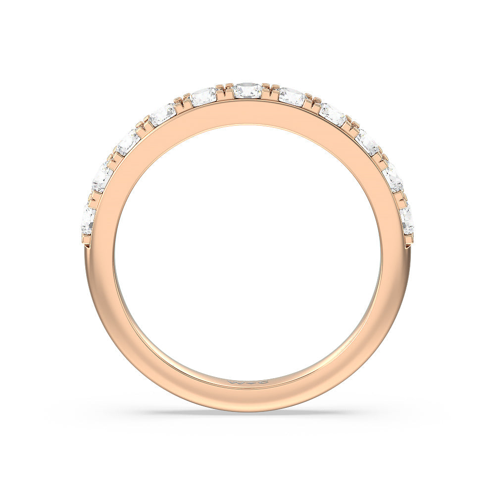 Maxi Classic Six Prong Solitaire Diamond Wedding Band with 18KT Rose Gold Cut Diamond in 14KT Rose Gold view 2
