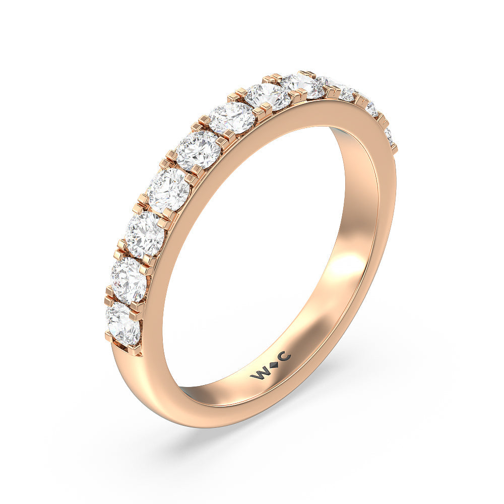 Maxi Classic Six Prong Solitaire Diamond Wedding Band with 18KT Rose Gold Cut Diamond in 14KT Rose Gold view 4
