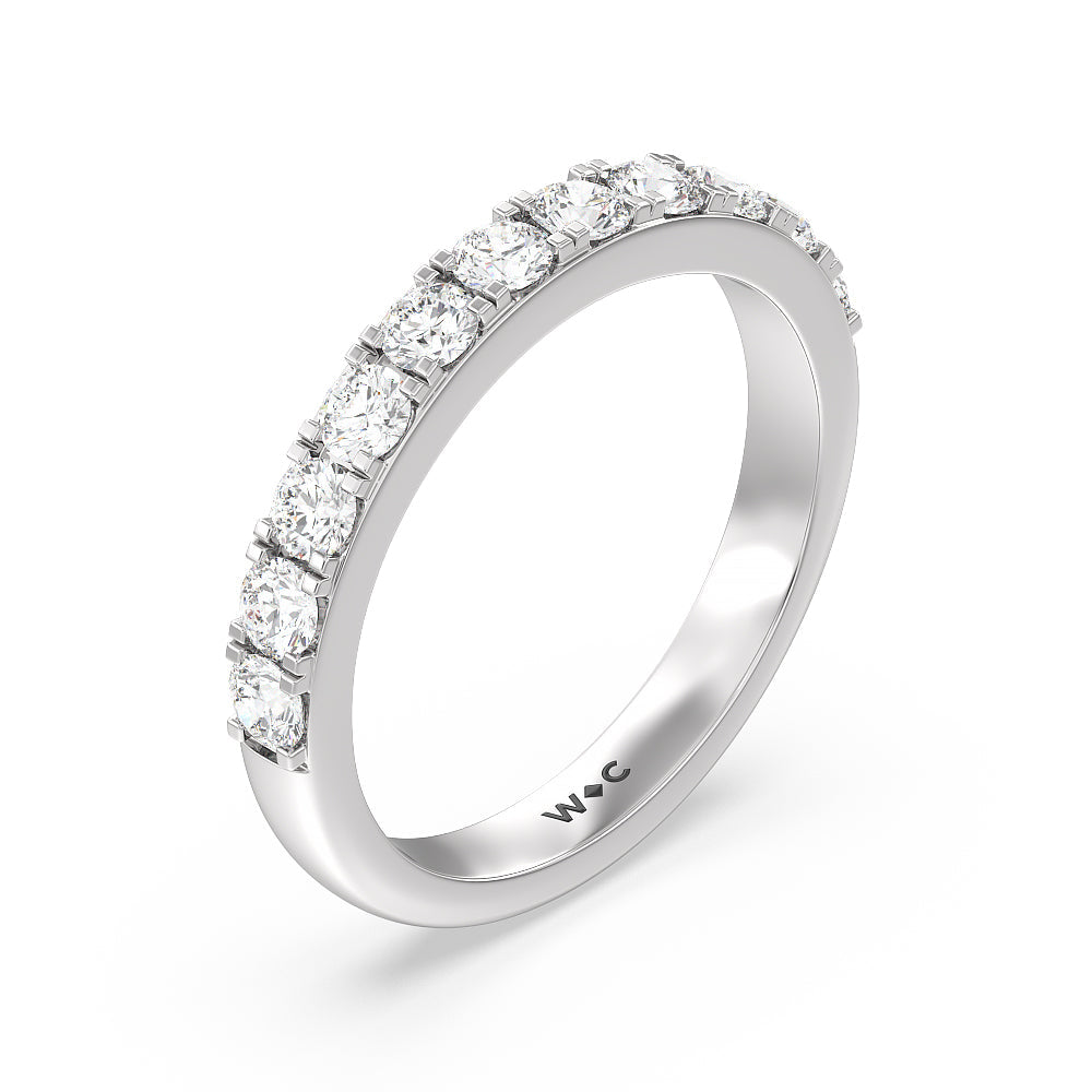 Maxi Classic Six Prong Solitaire Diamond Wedding Band with Platinum Cut Diamond in 14KT Platinum view 4
