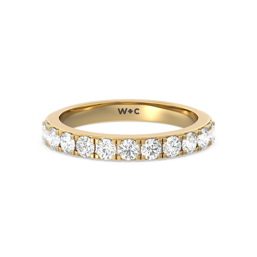 Maxi Classic Six Prong Solitaire Diamond Wedding Band with 18KT Yellow Gold Cut Diamond in 14KT Yellow Gold view 1
