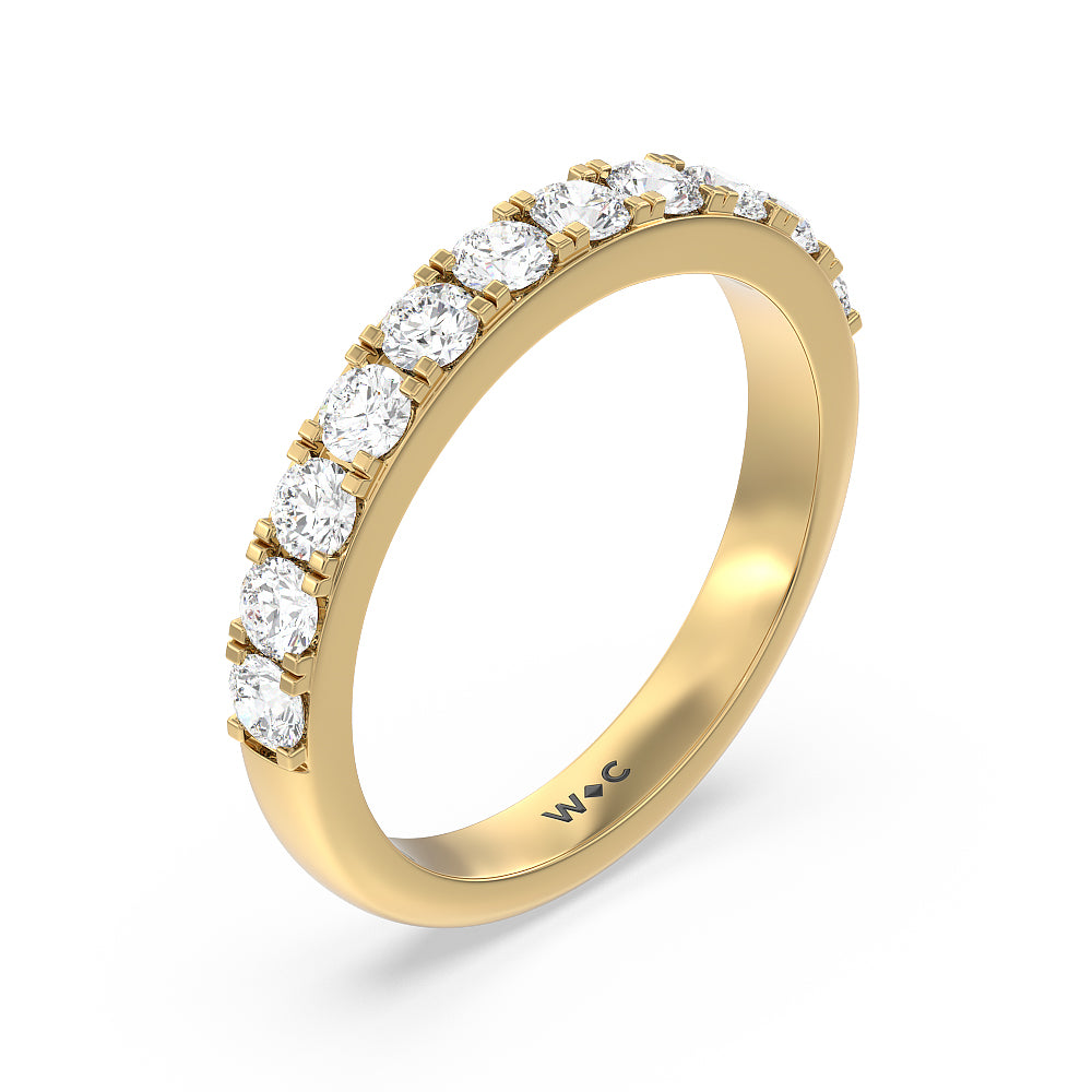 Maxi Classic Six Prong Solitaire Diamond Wedding Band with 18KT Yellow Gold Cut Diamond in 14KT Yellow Gold view 4
