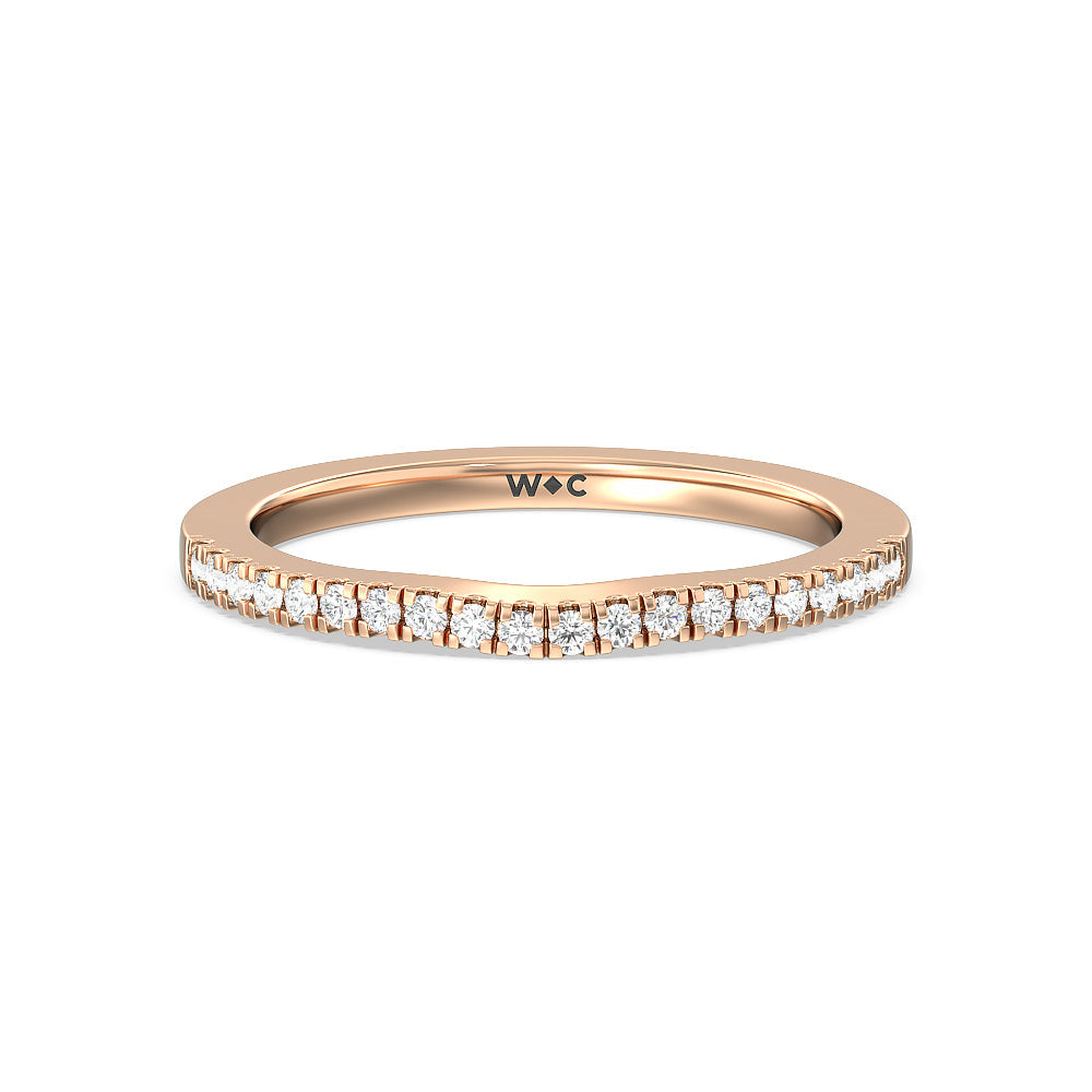 Medi Sleek Cathedral Solitaire Diamond Wedding Band with 18KT Rose Gold Cut Diamond in 14KT Rose Gold view 1
