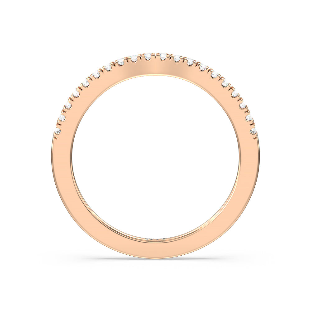 Medi Sleek Cathedral Solitaire Diamond Wedding Band with 18KT Rose Gold Cut Diamond in 14KT Rose Gold view 2
