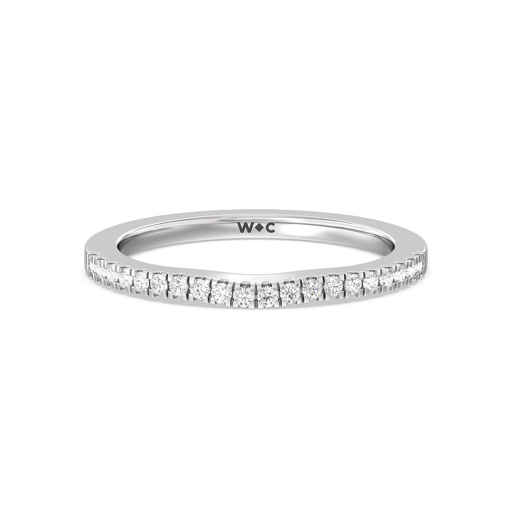 Medi Sleek Cathedral Solitaire Diamond Wedding Band with Platinum Cut Diamond in 14KT Platinum view 1
