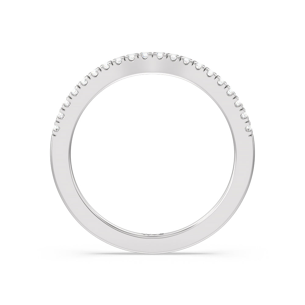 Medi Sleek Cathedral Solitaire Diamond Wedding Band with Platinum Cut Diamond in 14KT Platinum view 2
