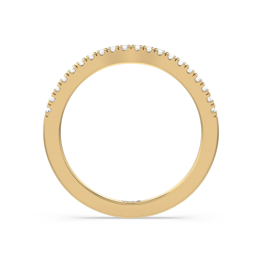 Medi Sleek Cathedral Solitaire Diamond Wedding Band with 18KT Yellow Gold Cut Diamond in 14KT Yellow Gold view 2
