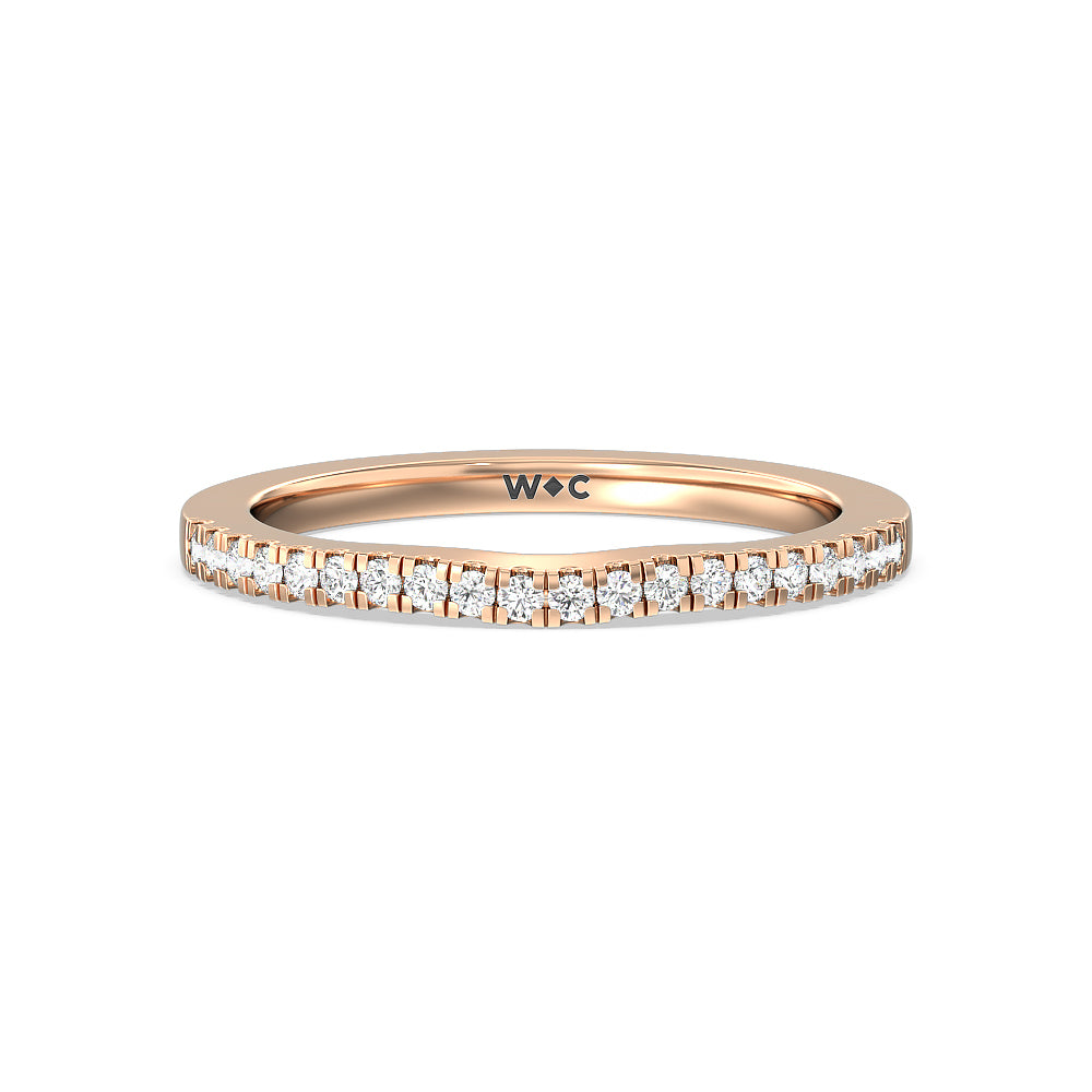 Maxi Sleek Cathedral Solitaire Diamond Wedding Band with 18KT Rose Gold Cut Diamond in 14KT Rose Gold view 1
