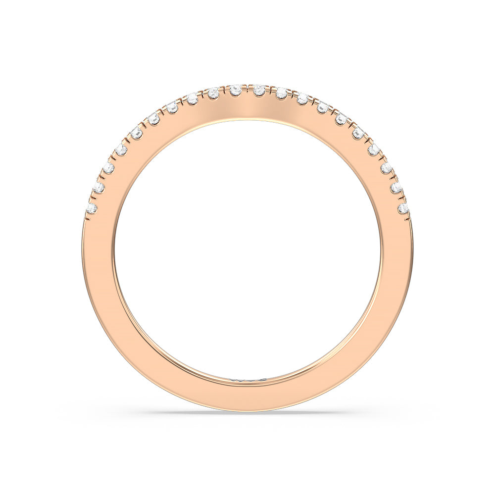 Maxi Sleek Cathedral Solitaire Diamond Wedding Band with 18KT Rose Gold Cut Diamond in 14KT Rose Gold view 3
