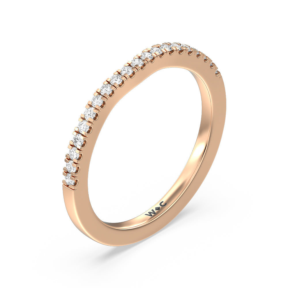 Maxi Sleek Cathedral Solitaire Diamond Wedding Band with 18KT Rose Gold Cut Diamond in 14KT Rose Gold view 2
