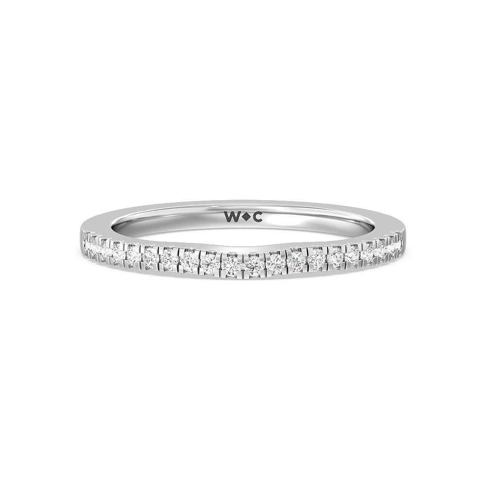 Maxi Sleek Cathedral Solitaire Diamond Wedding Band with Platinum Cut Diamond in 14KT Platinum view 1
