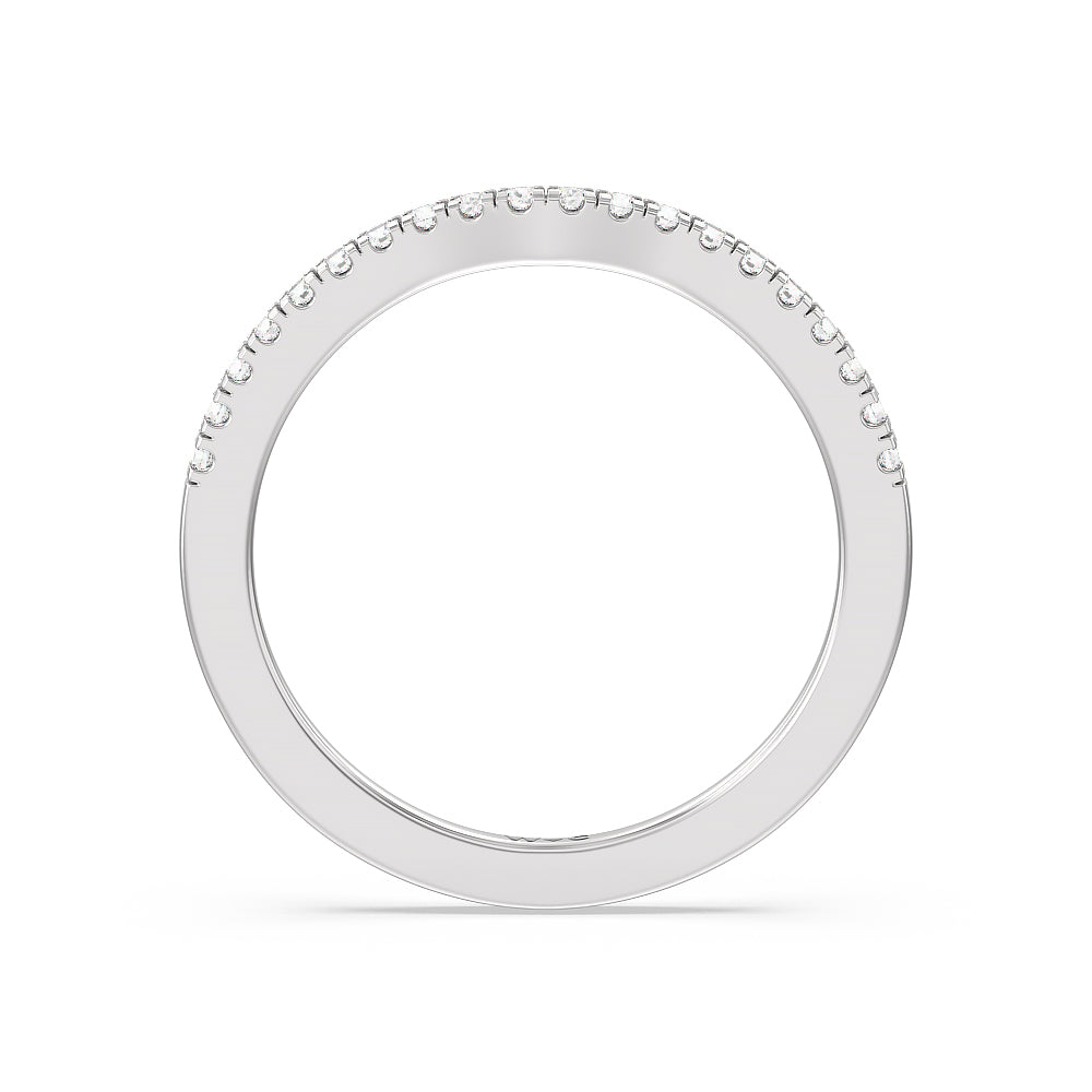 Maxi Sleek Cathedral Solitaire Diamond Wedding Band with Platinum Cut Diamond in 14KT Platinum view 3
