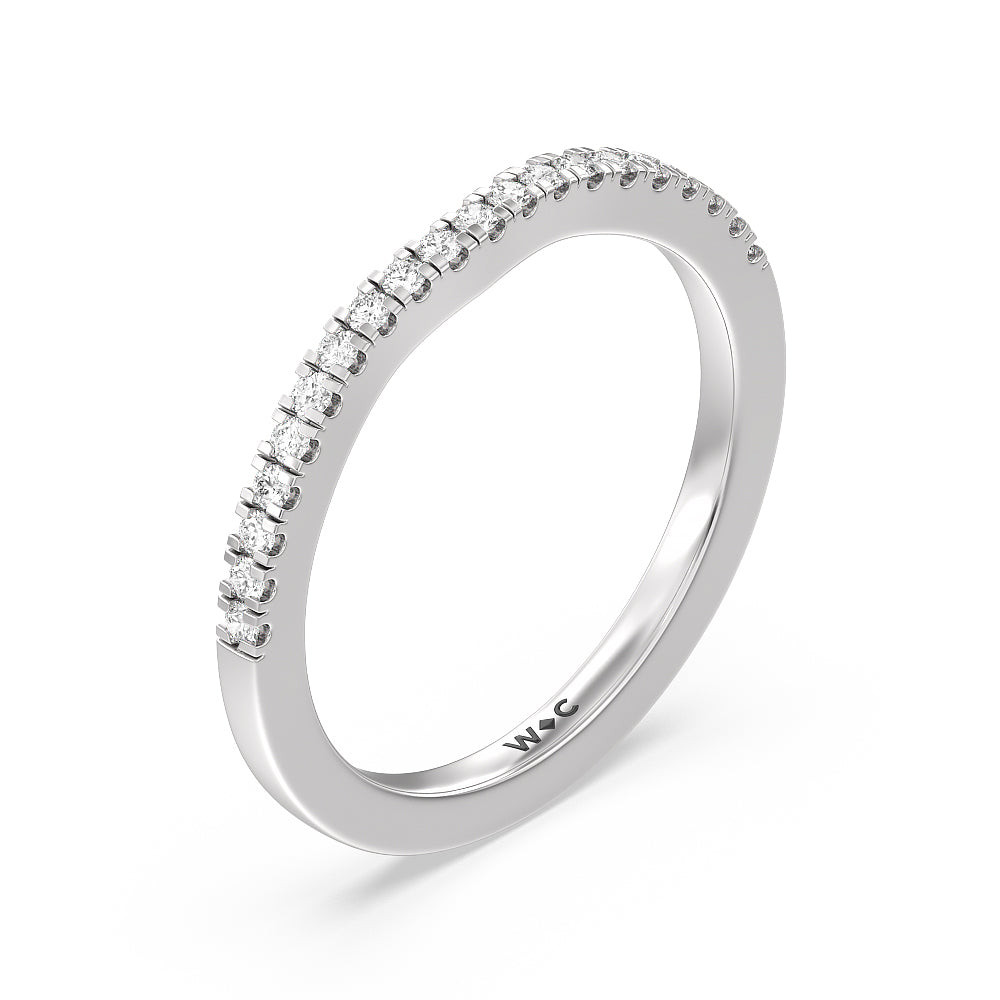Maxi Sleek Cathedral Solitaire Diamond Wedding Band with Platinum Cut Diamond in 14KT Platinum view 2

