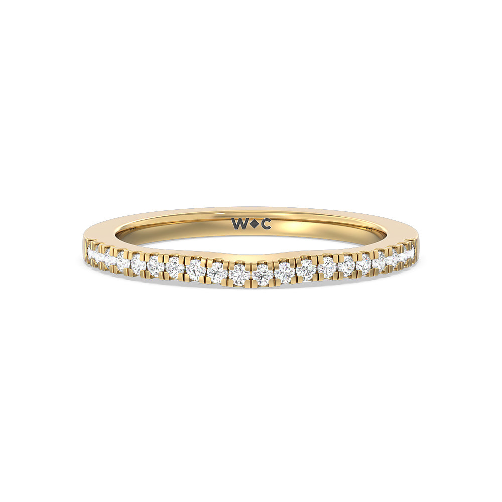 Maxi Sleek Cathedral Solitaire Diamond Wedding Band with 18KT Yellow Gold Cut Diamond in 14KT Yellow Gold view 1

