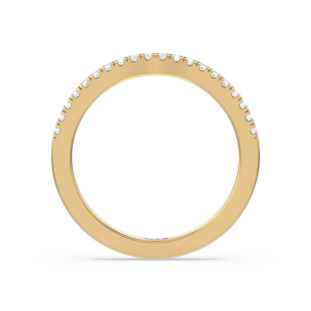 Maxi Sleek Cathedral Solitaire Diamond Wedding Band with 18KT Yellow Gold Cut Diamond in 14KT Yellow Gold view 3
