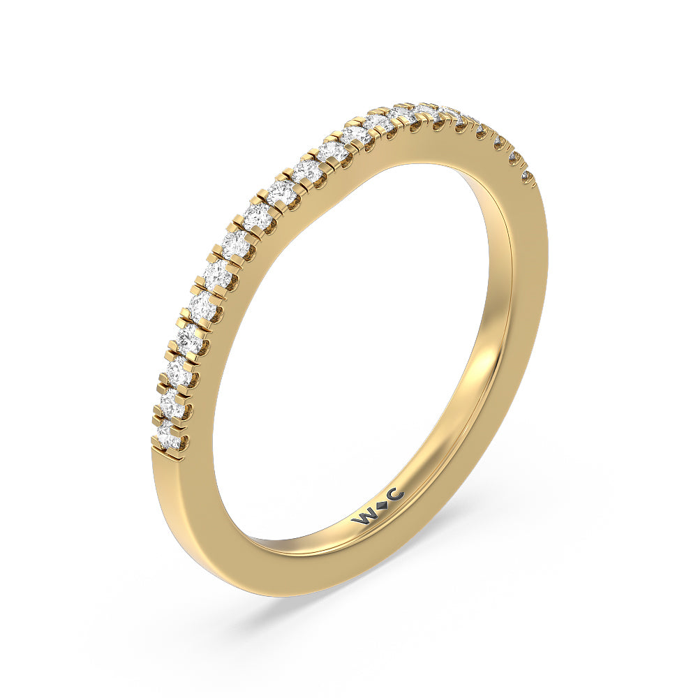 Maxi Sleek Cathedral Solitaire Diamond Wedding Band with 18KT Yellow Gold Cut Diamond in 14KT Yellow Gold view 2
