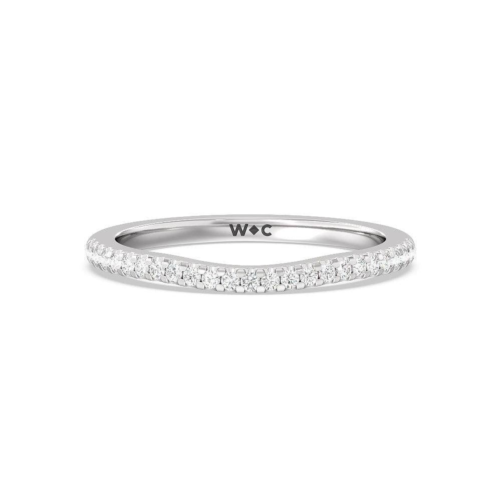 Vela Traditional Pave Diamond Wedding Band with Platinum Cut Diamond in 14KT Platinum view 1
