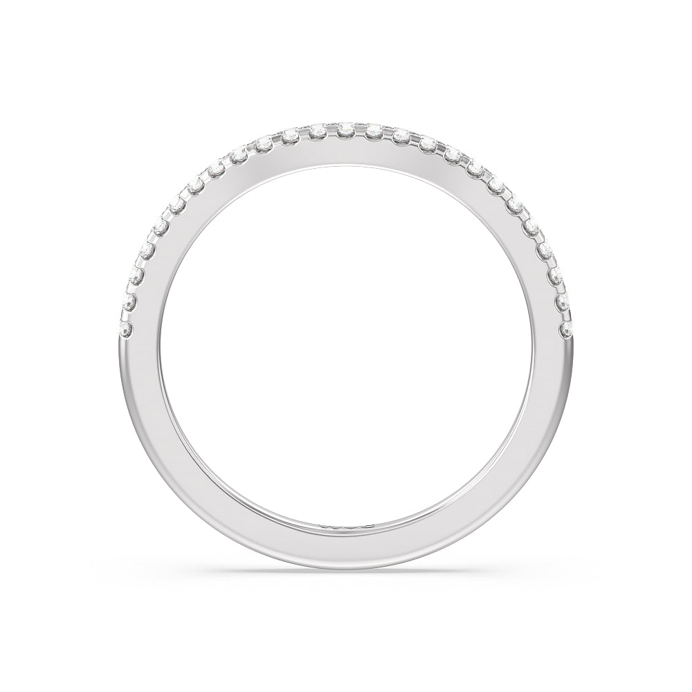 Vela Traditional Pave Diamond Wedding Band with Platinum Cut Diamond in 14KT Platinum view 2
