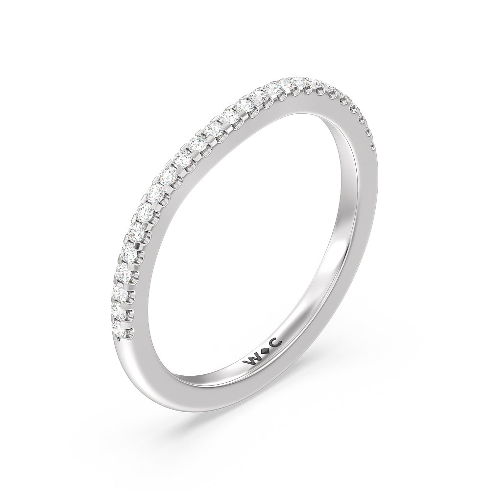 Vela Traditional Pave Diamond Wedding Band with Platinum Cut Diamond in 14KT Platinum view 4
