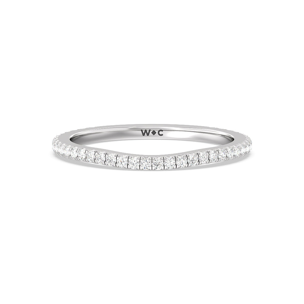 Ara Traditional Pave Diamond Wedding Band Size 6 with 14KT White Gold Cut Diamond in 14KT White Gold view 1
