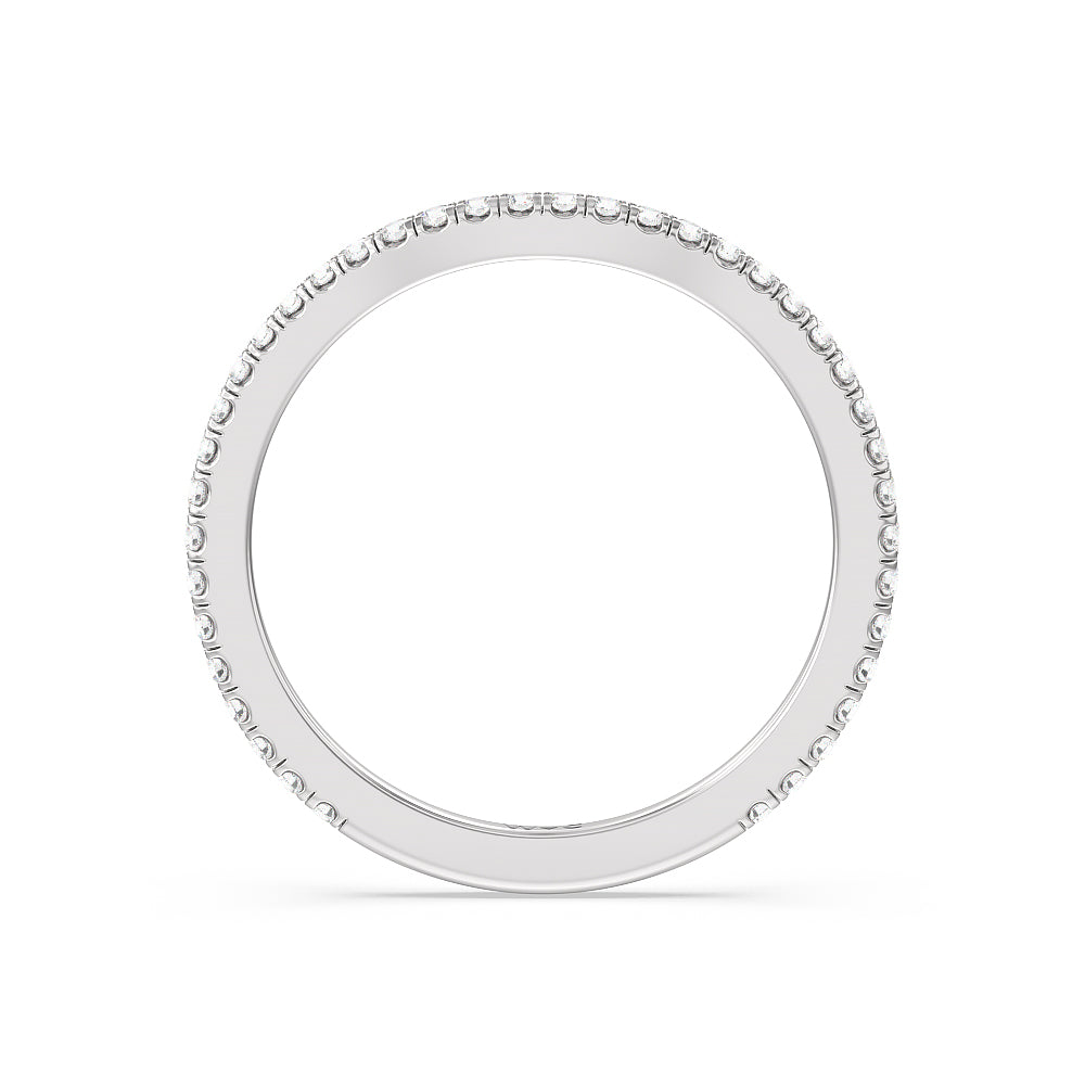Ara Traditional Pave Diamond Wedding Band Size 6 with 14KT White Gold Cut Diamond in 14KT White Gold view 2
